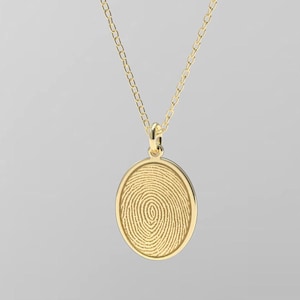 14k Yellow gold Fingerprint Necklace - Unique gold Sympathy Gift - Delicate Personalized Fingerprint Necklace For Her - layered necklace