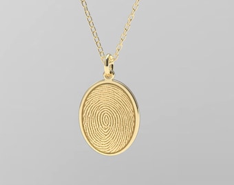 14k Yellow gold Fingerprint Necklace - Unique gold Sympathy Gift - Delicate Personalized Fingerprint Necklace For Her - christimas gift