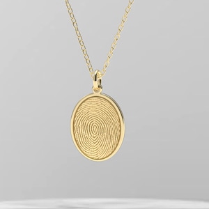 Custom Fingerprint Necklace 14k Solid Gold | Personalized Memorial Jewelry | Actual Fingerprint Pendant | Meaningful Gift for Mom Wife