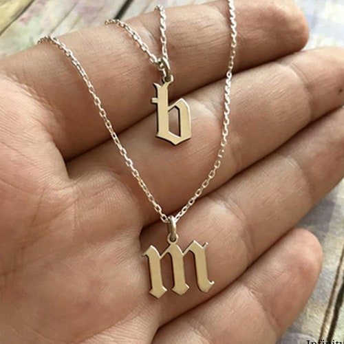 Dainty Initial Necklace Solid Gold 