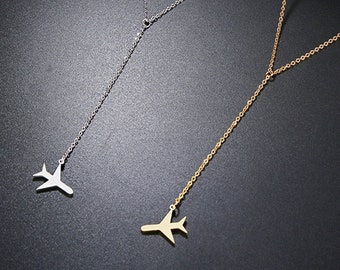 Unique Airplane Necklace, daintry thin chain, Layering Necklace, personalized gift, travel jewelry, unique hypoallergic Everyday Necklace