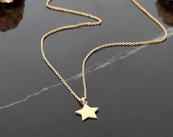 14k Solid Gold Star Necklace: Minimalist Delicate Charm