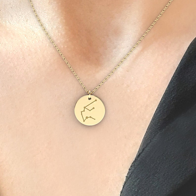 Star Signet Necklace Custom Zodiac Necklace Constellation Necklace Real 14k solid gold Birthday Gift for Her Best Friend Gift image 3