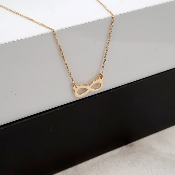 14k Solid Gold Infinity Necklace White 
