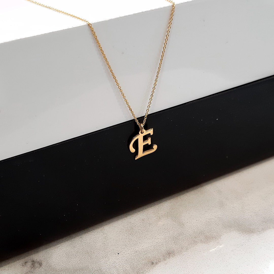 Personalized Letter Necklace 14k Real Gold Initial Necklace Etsy