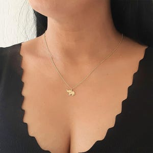 14k Solid Gold Elephant Necklace, Good Luck Charm Necklace, Dainty Gold Pendant, Animal Necklace, Minimalist Necklace gold gift for her