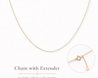 14k Solid Gold Necklace Extender Chain, Adjustable Jewelry Link