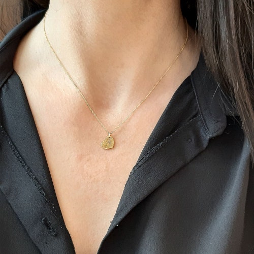 9k & 14k Custom Fingerprint Necklace • Heart Charm Fingerprint Necklace • Custom Handwriting Jewelry • shops Gift for Her • Unique Christmas gift