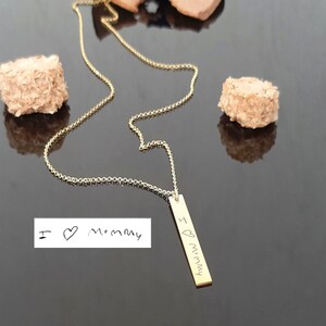 Collar con letra manuscrita personalizada, joyería con letra manuscrita en oro, oro amarillo de 14 quilates personalizado, regalo para el día de San Valentín, para mamá, hija o abuela