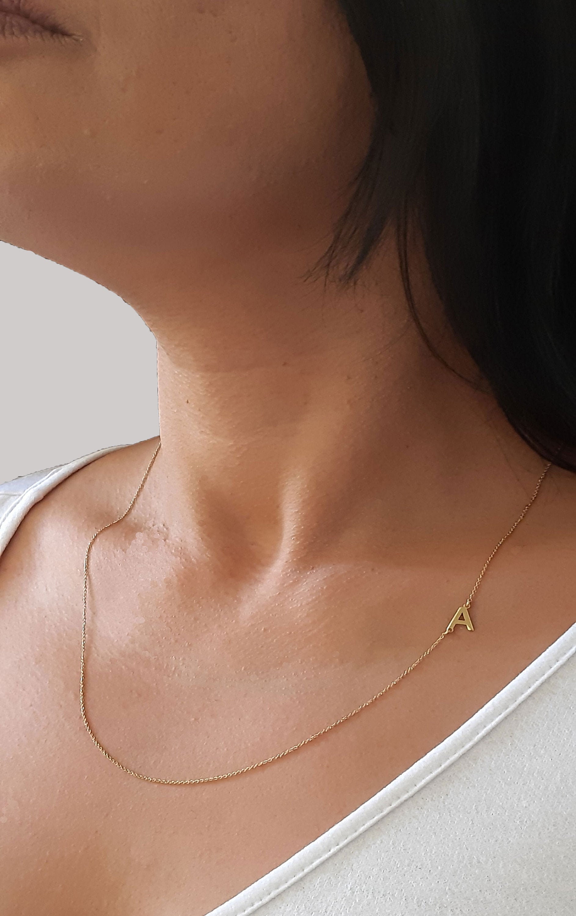 The Tiny Sideways Initial Necklace– grace + hudson