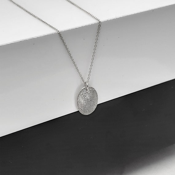 White gold fingerprint necklace sale