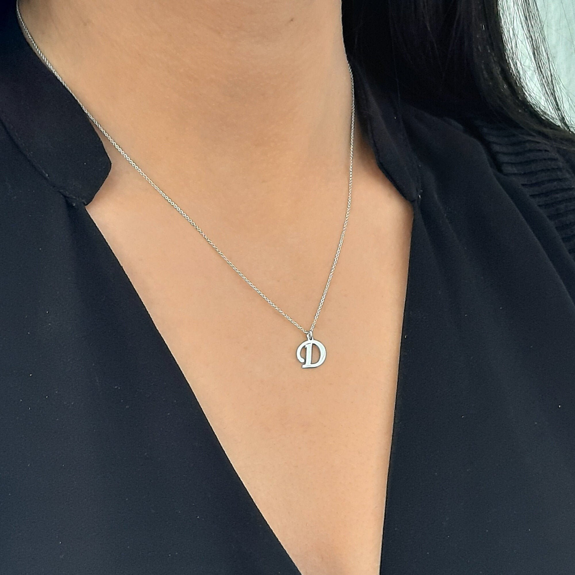 Personalized Letter Necklace 14k Real Gold Initial Necklace Etsy