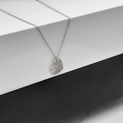 9k & 14k Custom Fingerprint Necklace • Heart Charm Fingerprint Necklace • Custom Handwriting Jewelry • shops Gift for Her • Unique Christmas gift