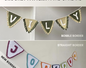 Schema: Ghirlanda con nome all'uncinetto, decorazione per cameretta dei bambini (PDF)