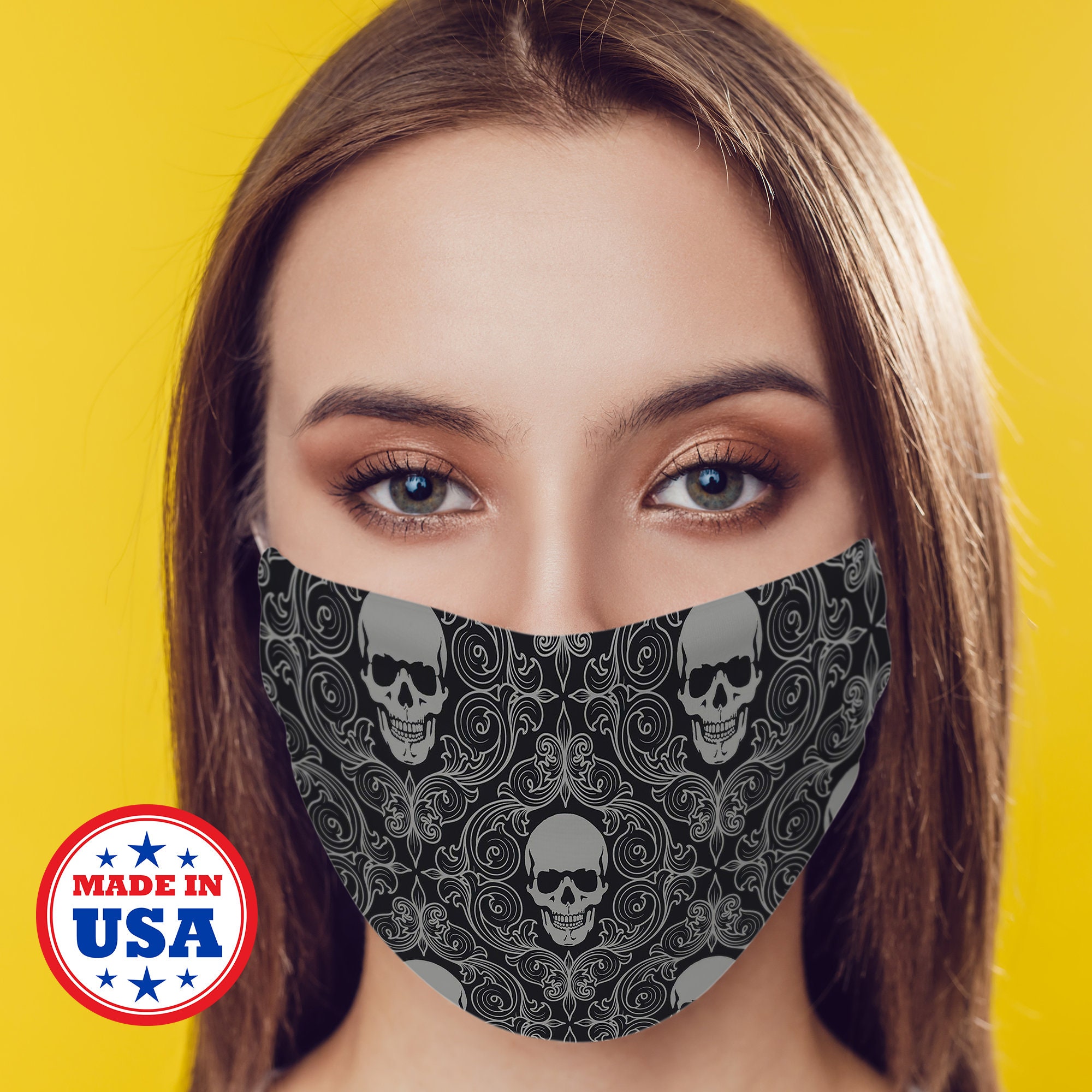 Skull Face Mask Skull Mask Double Layered Face Mask Sugar Etsy