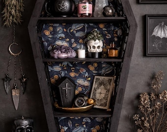 Bees And Teas Coffin Shelf, Gothic Decor, Alternative Wall Decoration, Spooky Shelves, No customs fees, Goth Girl Gifts, Halloween Vibes