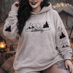 Outdoorsy Hoodie, Unisex sizes S-5XL, Camping Gifts, Hiking gift, Wilderness Explorer, Plus Size Clothes, Autumn Hoodie, Travel Jumper image 1