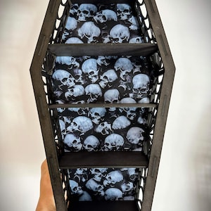 The Collector Skulls Coffin Shelf - Goth Decor - Alternative - Shelves - Cobweb sides