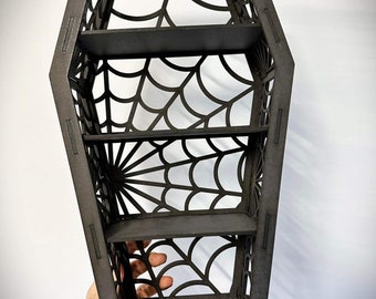 Cobweb Cutout Coffin Shelf - Goth Decor - Alternative ZERO CUSTOMS FEES guaranteed - We pay the fees upfront