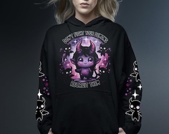 Don't Fight Your Demons Hoodie, Halloween Hoodies & Sweatshirts, Halloween Top, Plus size clothes, Gothic Hoodie, Goth, NO CUSTOMS FEES