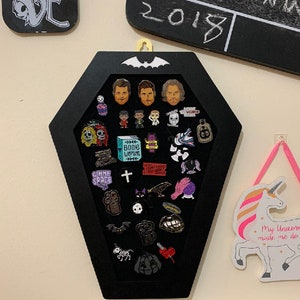 Coffin Pin Board - Goth Alternative Decor - Pin Badges Corkboard - Multiple colour options - Spooky Halloween