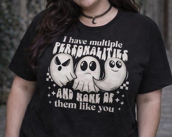 Multiple Personalities Ghost Tshirt, Horror shirt, Halloween Tshirt, Halloween Shirt, goth shirt, goth girl gift, Halloween gift, Plus size
