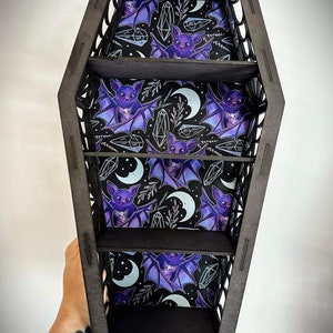 Crystal Bats Coffin Shelf - cobweb cut out sides - goth decor