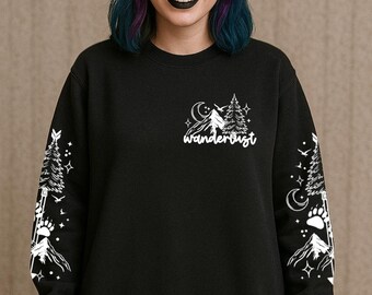 Wanderlust Hoodie or Sweatshirt – Unisex Travel Lover Gift – Adventure Explorer Streetwear – Cozy Dark Aesthetic Clothing S–5XL
