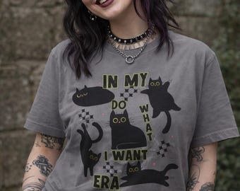 In My Do What I Want Era Cat Tshirt, Halloween Kitty Shirt, Cats Tee, Cat Lover gift, goth girl gifts, Feline present, Plus size clothes