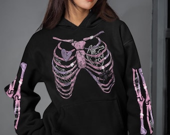 Moletom com capuz rosa, moletons e moletons de Halloween, blusa de Halloween, roupas plus size, moletom gótico, moletom gótico pastel, SEM TAXAS DE ALFÂNDEGA