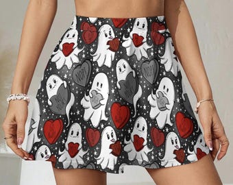 Anti Love Skater Skirt, Geek Mini Skirt, Sizes 8–26, Plus size Clothes, Gothic Ghosts, Spooky Skirt, Halloween Skater Skirt, Goth Girl gifts