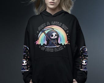 Sudadera con capucha Ray Of Pitch Black, sudaderas y sudaderas de Halloween, top de Halloween, ropa de talla grande, sudadera gótica, sudadera divertida, sin gastos de aduana.