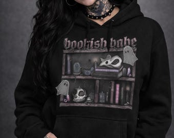 Sudadera Bookish Babe, Sudaderas y sudaderas con capucha de libros, Biblioteca espeluznante, Ropa de tallas grandes, Regalos literarios, Ratón de biblioteca gótico, Regalos para chicas góticas,