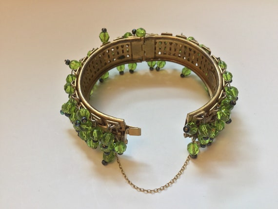 Miriam Haskell peridot green dangle bangle - image 4