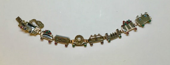 Sterling and gemstone train bracelet