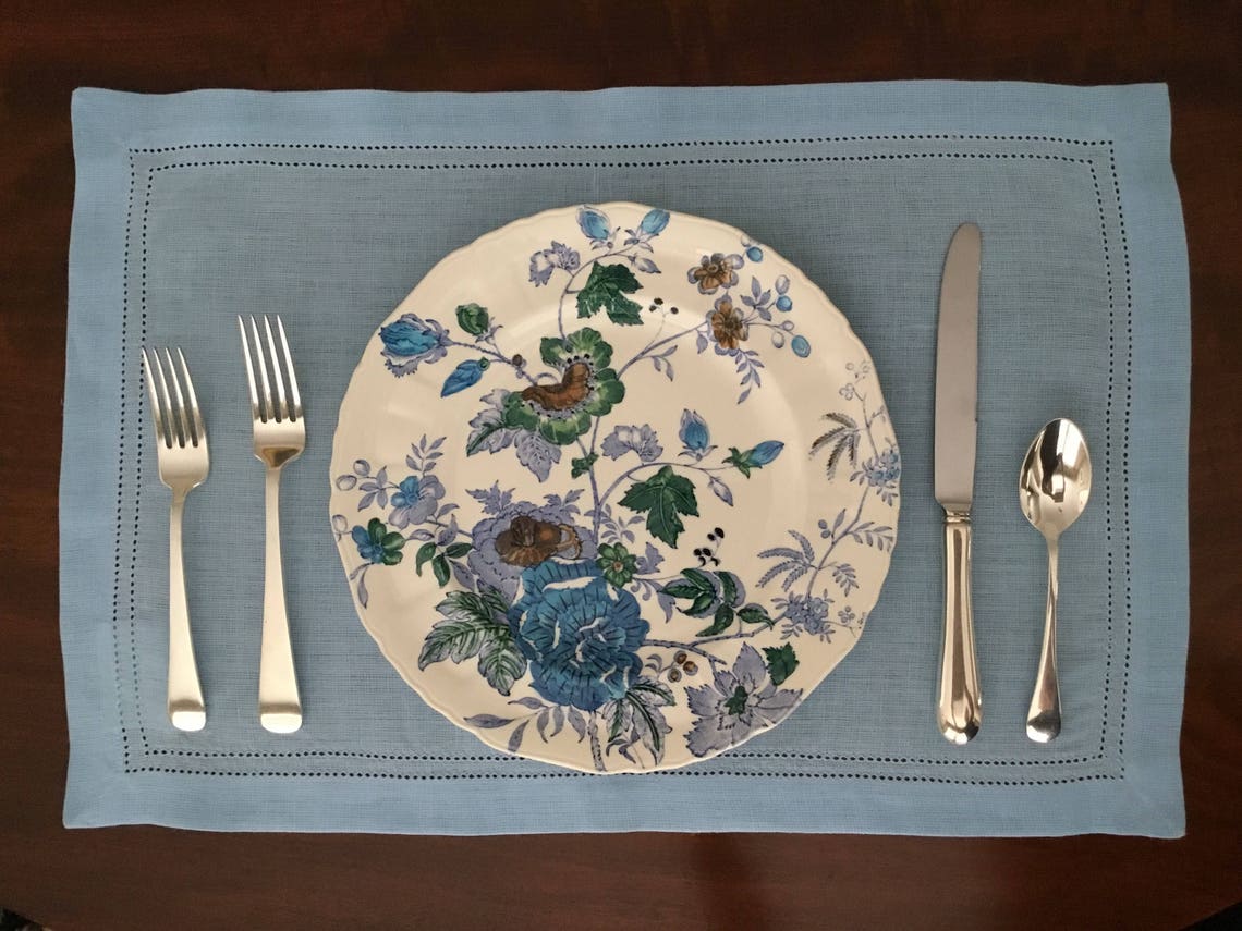 Vintage pure linen Spring placemats by Williams Sonoma in Etsy