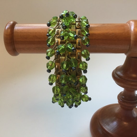 Miriam Haskell peridot green dangle bangle