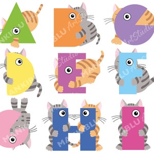 ABC Clipart, Alphabet ClipArt, Scrapbook clipart, School clipart, Kitten clip art, colorful Alphabet Clipart, Instant Download Clipart