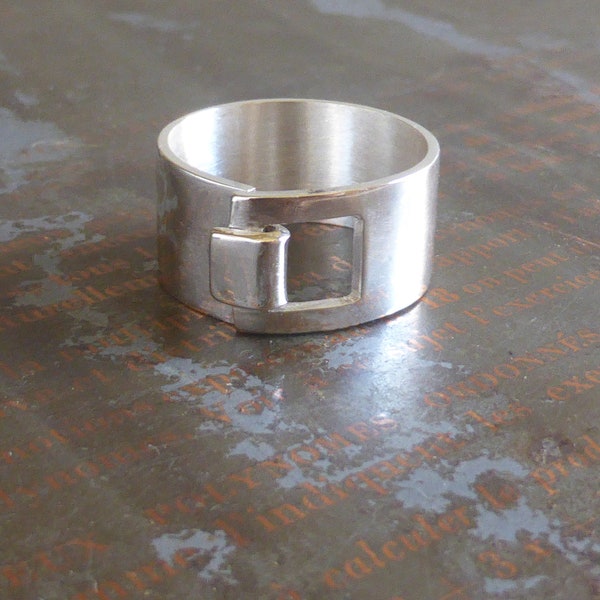 Bague de créateur en argent pour homme ou femme, clip, fait main, bijou contemporain, création originale, artisanat d'art