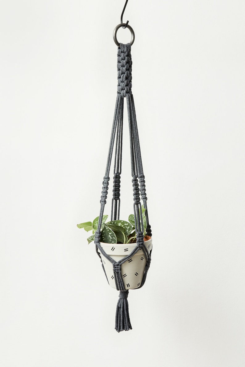 Modern Crown Knot Macrame Plant Hanger 100 Recycled Cotton Etsy