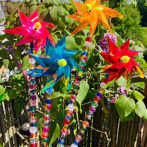 Windmill, sun catcher, sun glass, garden stake, plant stake, flower stake