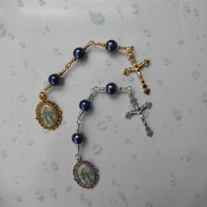 Three Hail Mary Pocket Chaplet with Our Lady Medal Gold or Silver Finish