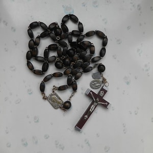 Vintage Lourdes Brown Rosary Beads