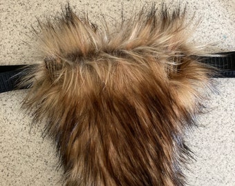 Man’s Faux Fur Brown and Black Thong