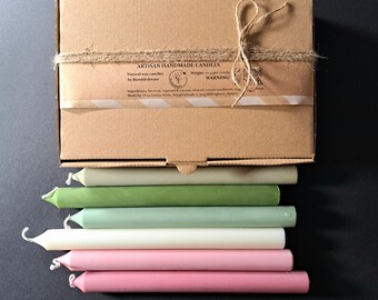 Primavera tranquila - Juego de 6 velas cónicas de cera natural