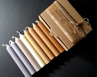 Stone & Honey - Juego de 8 velas cónicas cortas de cera natural