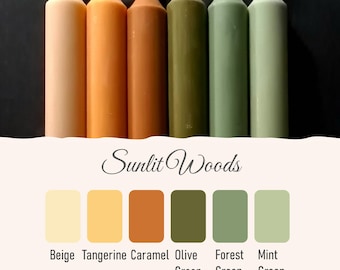 Sunlit Woods - Juego de 6 velas cónicas de cera natural