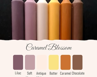 Caramel Blossom - Juego de 6 velas cónicas de cera natural