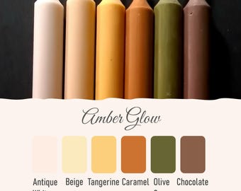 Amber Glow - Juego de 6 velas cónicas de cera natural