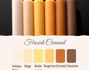 Caramelo junto a la chimenea - Juego de 6 velas cónicas de cera natural